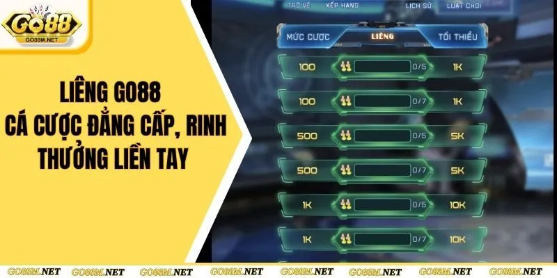 Liêng Go88 - Cá Cược Đẳng Cấp, Rinh Thưởng Liền Tay